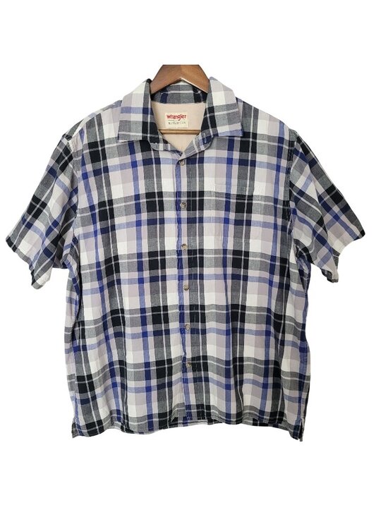 Wrangler Other - Wrangler Authentics Plaid Short Sleeve Button Front Shirt Mens XL Blue Western